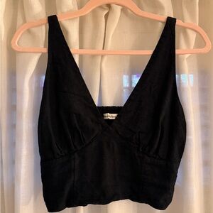 Abercrombie & Fitch Black Linen V-Neck Top